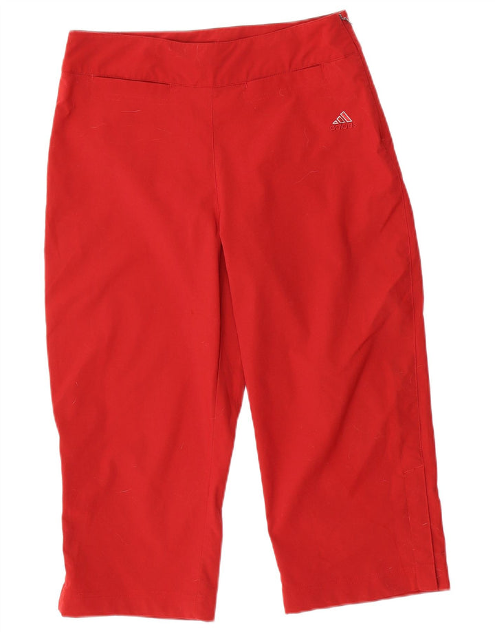 Adidas γυναικείο παντελόνι Capri UK 14 μεγάλο W30 L19 κόκκινο πολυεστέρα