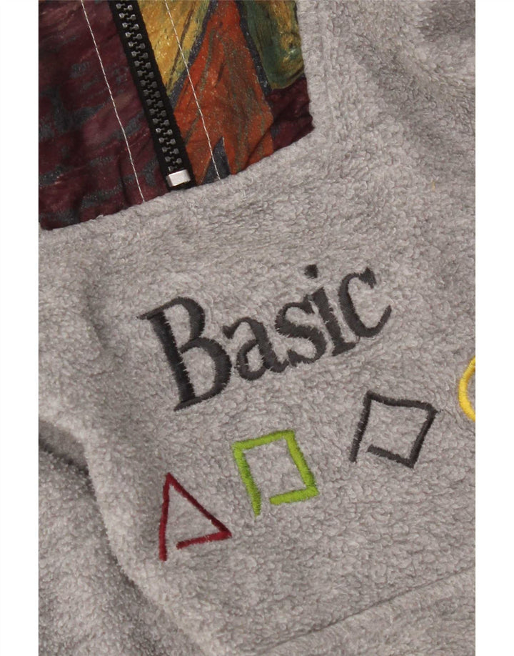 Basic Ανδρικό φερμουάρ Fleece Jumper Μεγάλος Γκρι Γεωμετρικός Πολυεστέρας