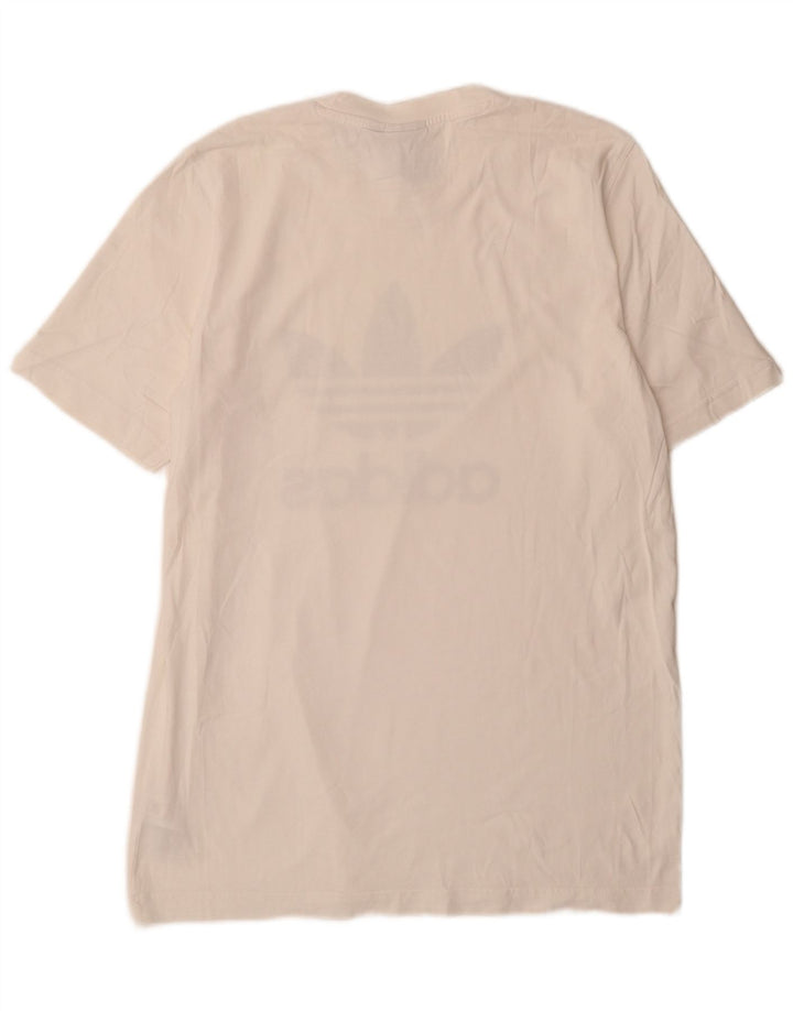 Ανδρικό γραφικό T-Shirt Adidas Top από μεσαίο λευκό βαμβακερό