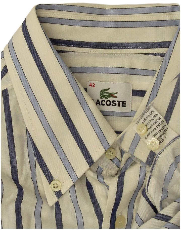 Ανδρικό πουκάμισο Lacoste Νούμερο 42 Μεγάλο Λευκό Βαμβακερό ριγέ