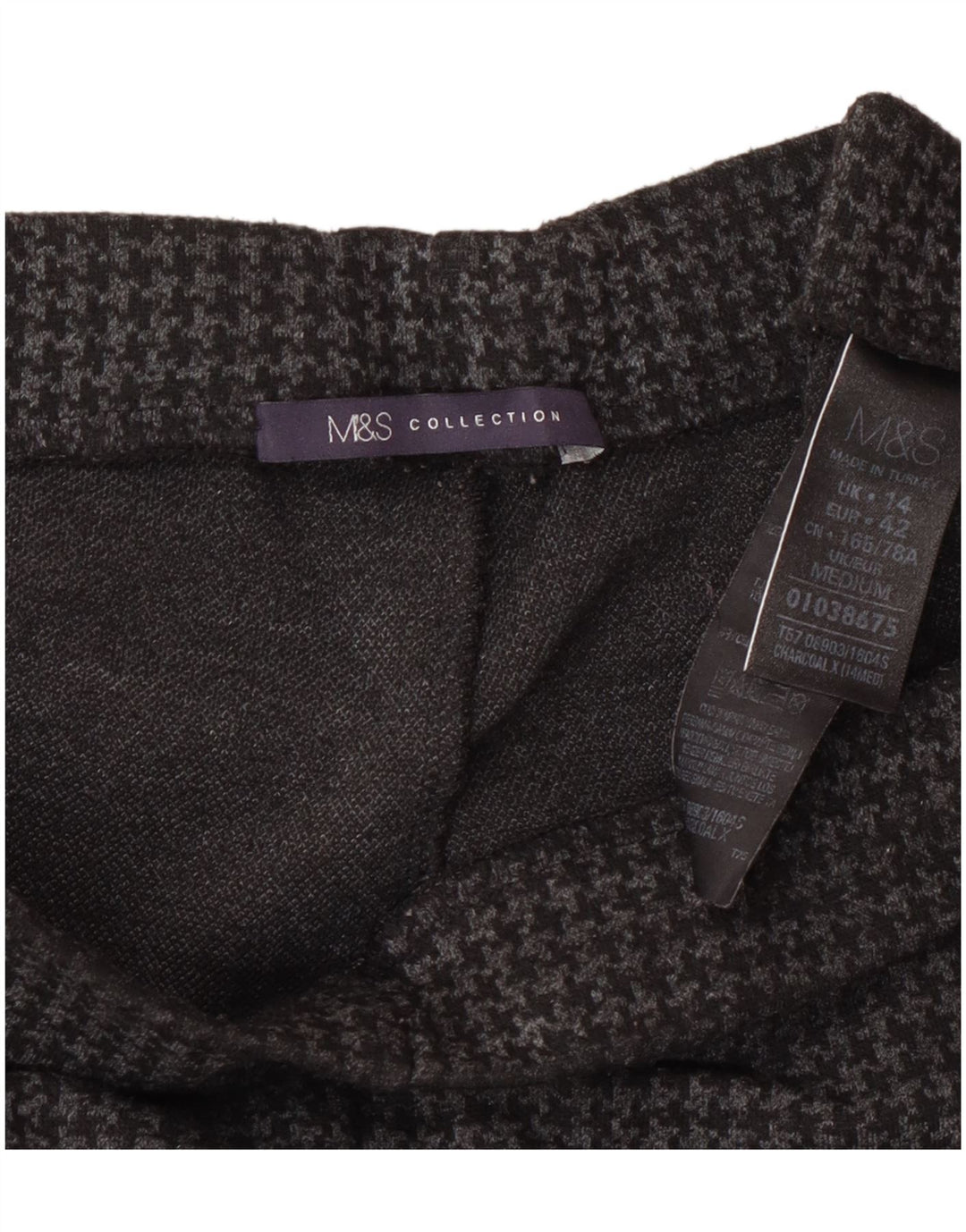 Marks & Spencer Γυναικείο Παντελόνι UK 14 Large W32 L27 Grey Houndstooth