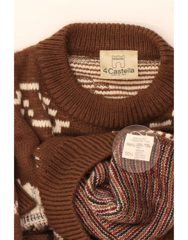 Ανδρικό πουλόβερ 4 Castella Graphic Crew Neck Jumper IT 52 μεγάλο καφέ μαλλί