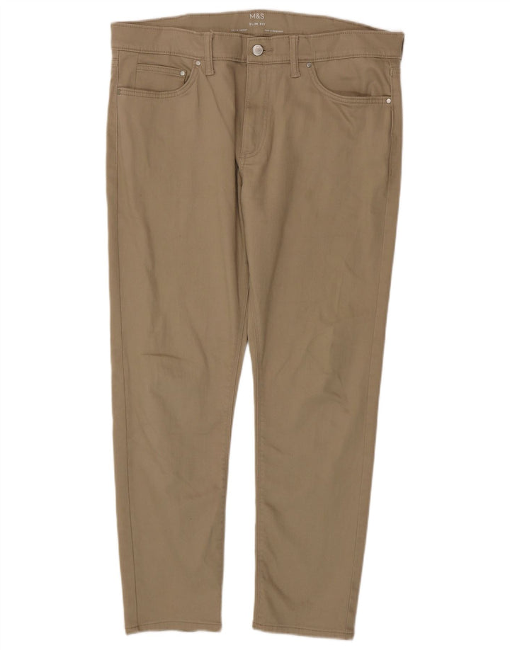 Marks & Spencer Ανδρικό Slim Jeans W36 L29 Μπεζ βαμβακερό