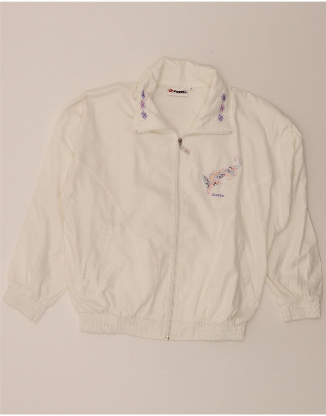 LOTTO Womens Oversized Tracksuit Top Jacket UK 10 Small White Polyester Vintage Lotto and Second-Hand Lotto from Messina Hembry 