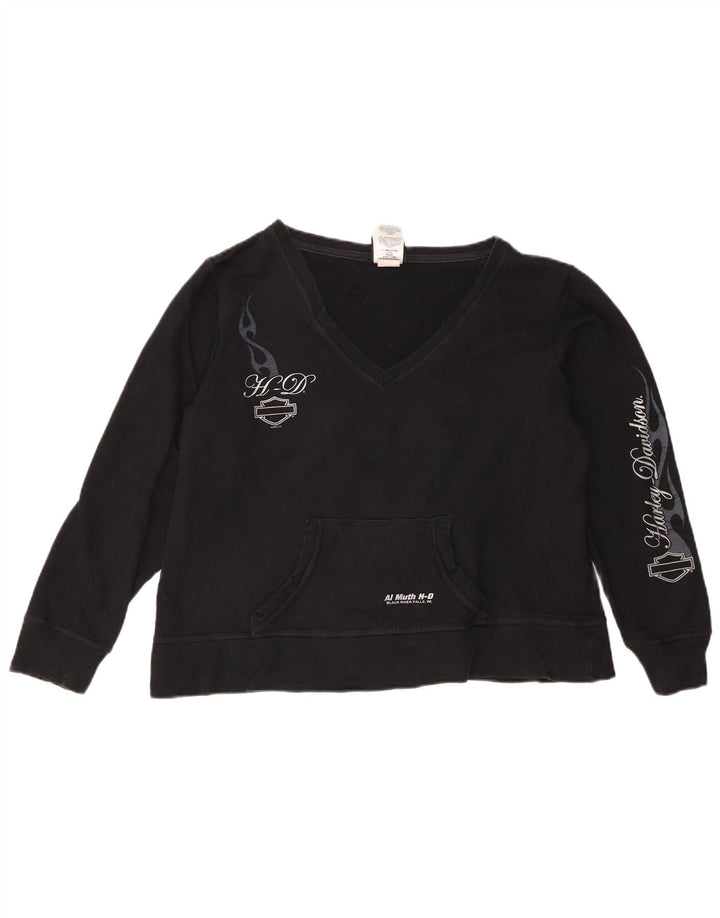 Γυναικεία φούτερ Harley Davidson Graphic Crop Jumper UK 16 Large Black