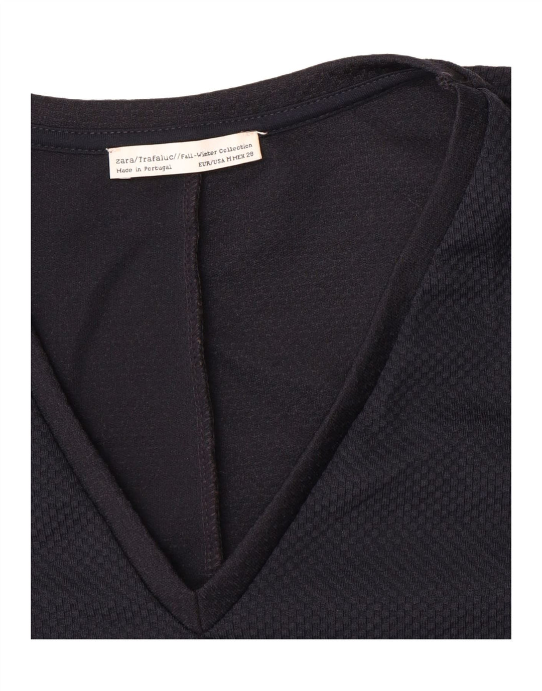 Zara Γυναικείο Crop Top Μακρύ μανίκι UK 14 Medium Navy Blue
