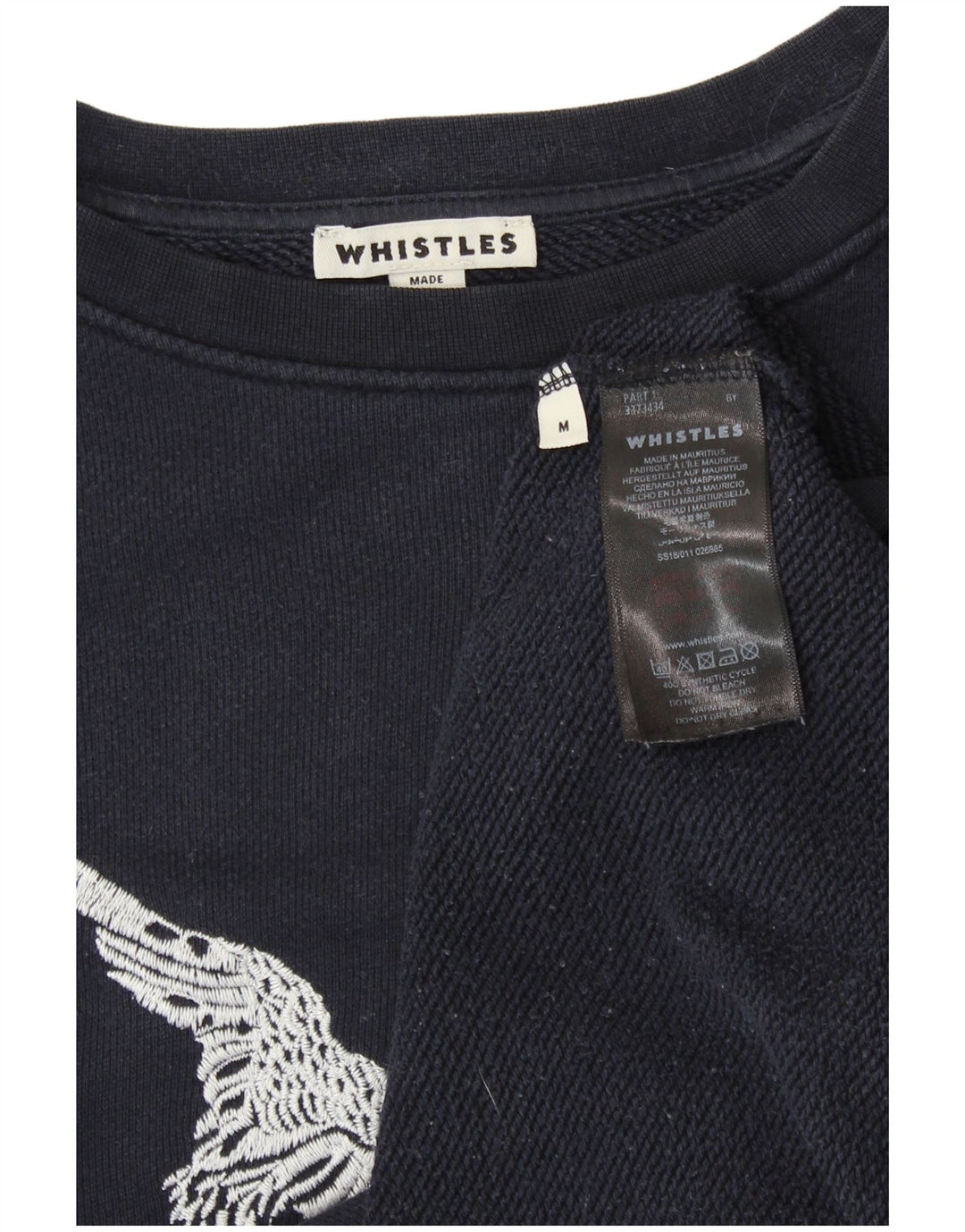 Whistle Γυναικεία γραφική φούτερ Jumper UK 14 Medium Navy Blue Cotton
