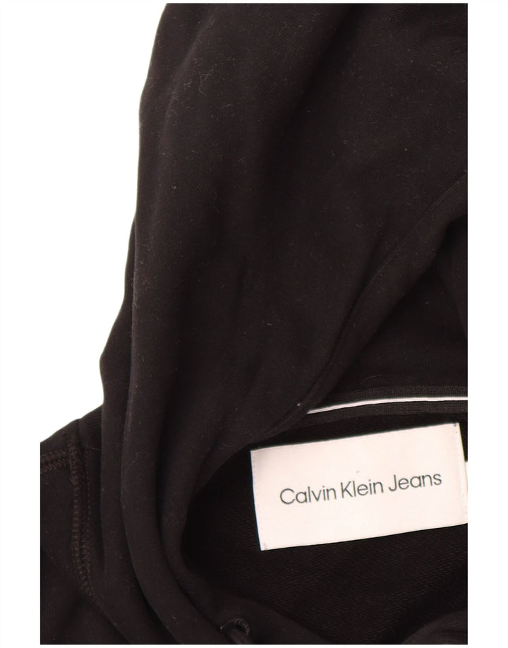 CALVIN KLEIN JEANS Ανδρικό γραφικό μπλουζάκι με κουκούλα, μεσαίο μαύρο βαμβακερό