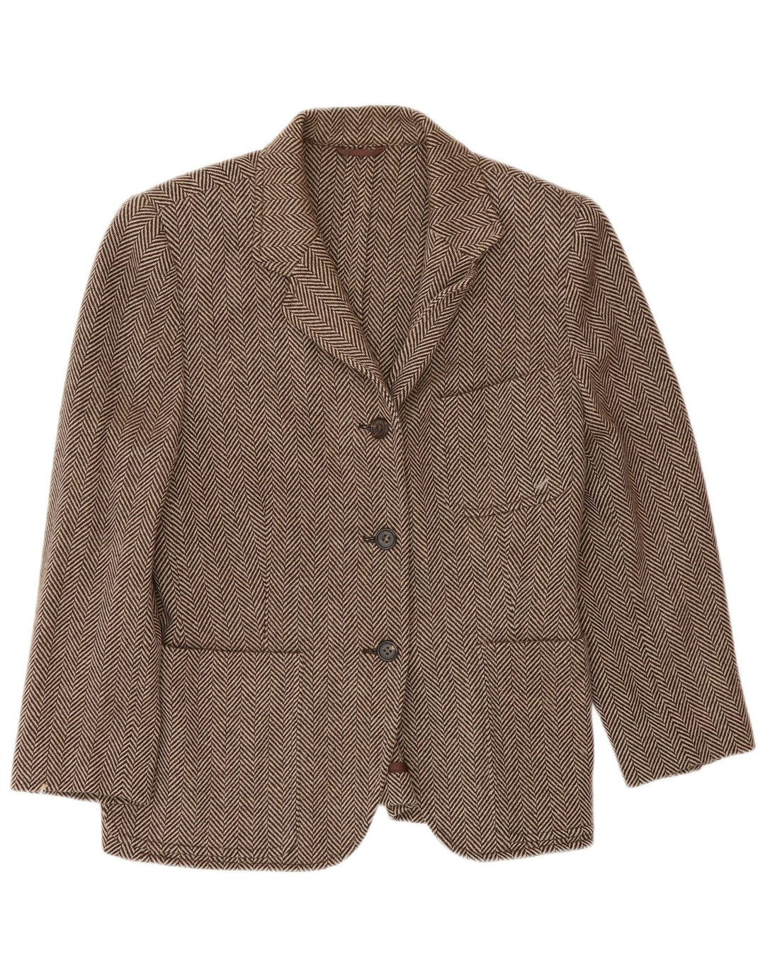 Piombo Γυναικείο μπουφάν blazer 3 κουμπιών IT 44 Μαλλί ψαροκόκαλο μεσαίο καφέ