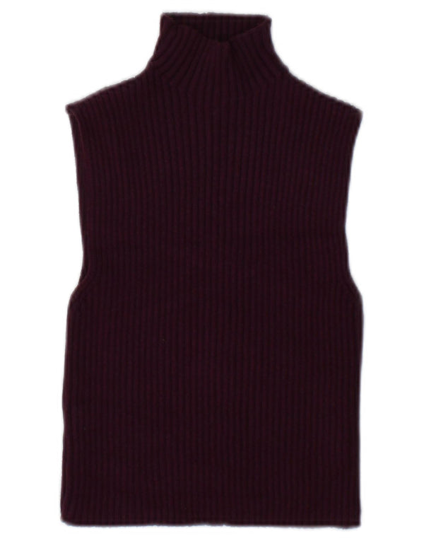 Zara Γυναικείο Crop Vest Top UK 10 Small Burgundy Viscose