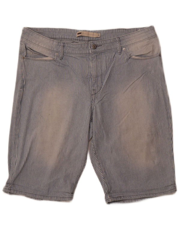 Γυναικείο ψηλόμεσο σορτς Levi's US 14 XL W36 από βαμβακερό μπλε ρίγες