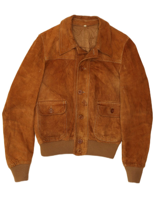 Vintage Γυναικείο Bomber Suede Jacket IT 50 Large Brown Δερμάτινο