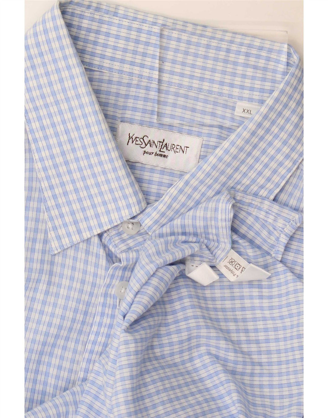 Ανδρικό πουκάμισο Yves Saint Laurent 2XL Blue Check Cotton