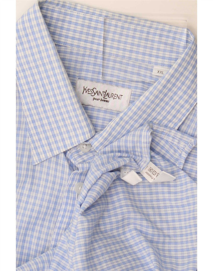 Ανδρικό πουκάμισο Yves Saint Laurent 2XL Blue Check Cotton
