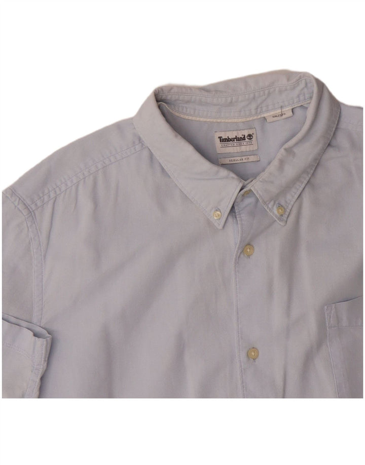 TIMBERLAND Ανδρικό κοντομάνικο πουκάμισο με κανονική εφαρμογή 3XL μπλε βαμβακερό