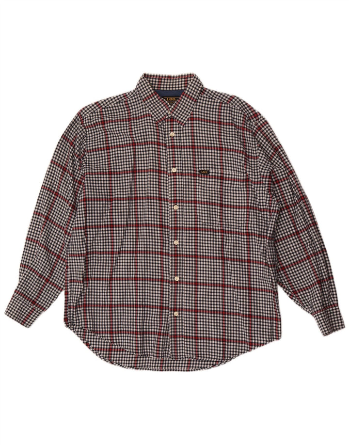 Ανδρικό πουκάμισο Lee μεγάλο γκρι βαμβακερό Gingham