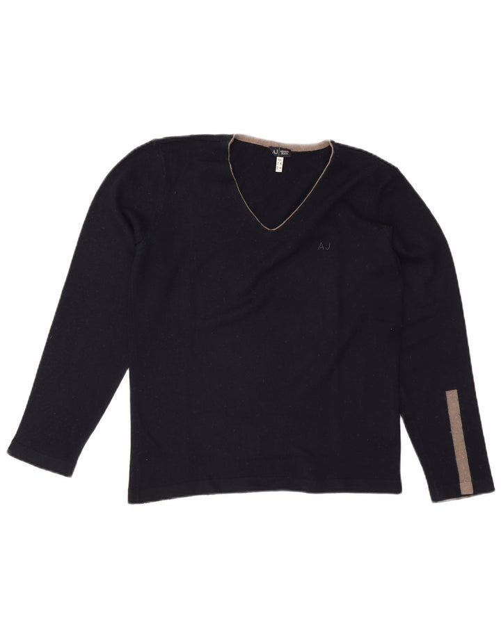 Armani Jeans Ανδρικό πουλόβερ με λαιμόκοψη V-λαιμόκοψη μεσαίο μπλε ναυτικό μαλλί