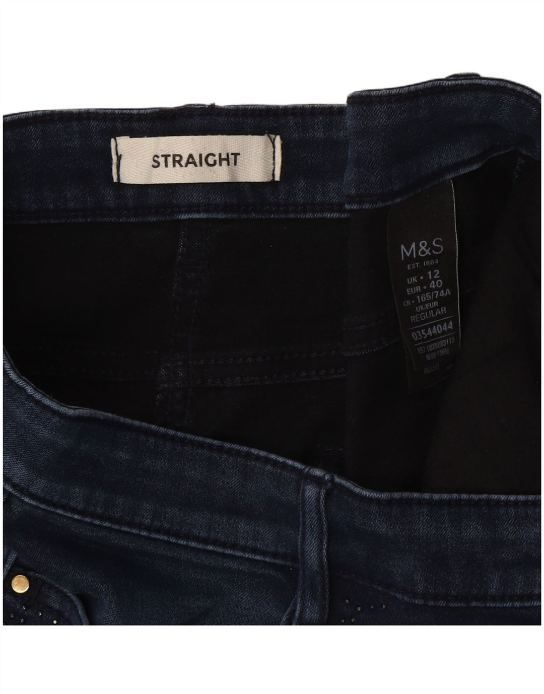 Marks & Spencer Γυναικεία Straight Jeans UK 12 Medium W30 L30 Blue Cotton