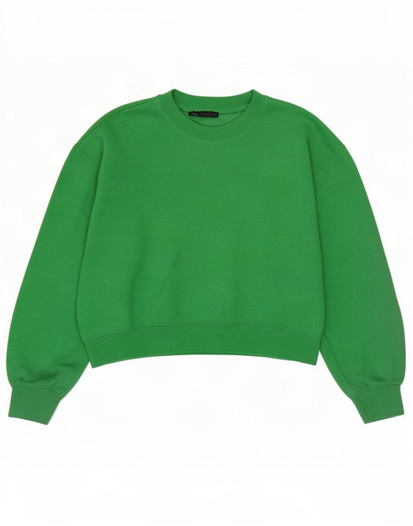 Zara Γυναικεία φούτερ μεγάλης κλίμακας Crop Jumper UK 10 Small Green Polyester