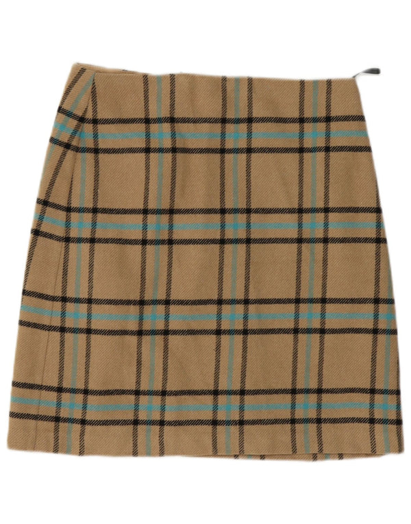 Marks & Spencer Γυναικεία φούστα σε γραμμή Α UK 12 Medium W32 Beige καρό ακρυλικό