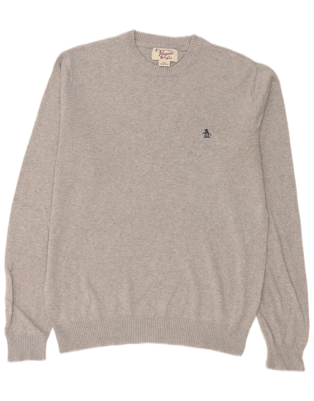 Ανδρικό πουλόβερ Penguin Crew Neck, Βαμβακερό μεγάλο γκρι