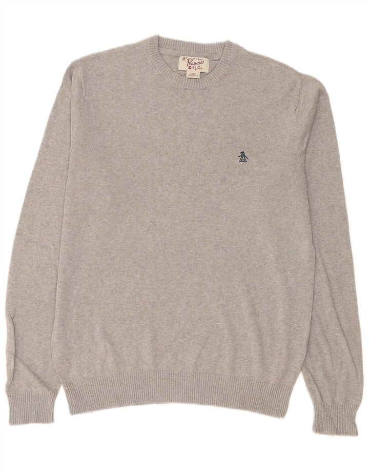Ανδρικό πουλόβερ Penguin Crew Neck, Βαμβακερό μεγάλο γκρι