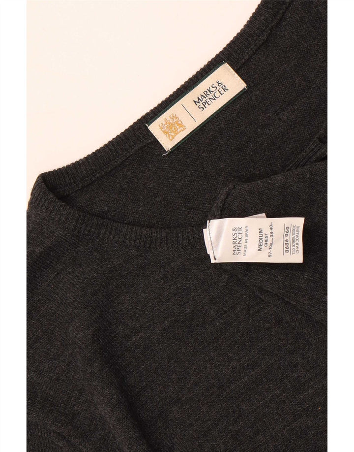 Marks & Spencer Ανδρικό πουλόβερ με λαιμόκοψη μεσαίου γκρι ακρυλικό