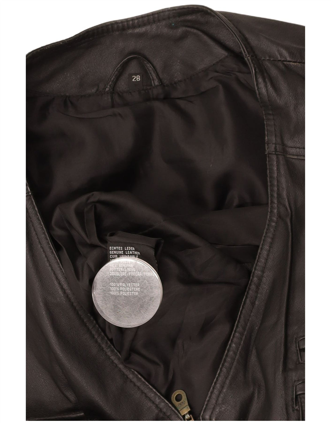 VINTAGE Ανδρικό Δερμάτινο Gilet UK 42 XL Μαύρο Δερμάτινο