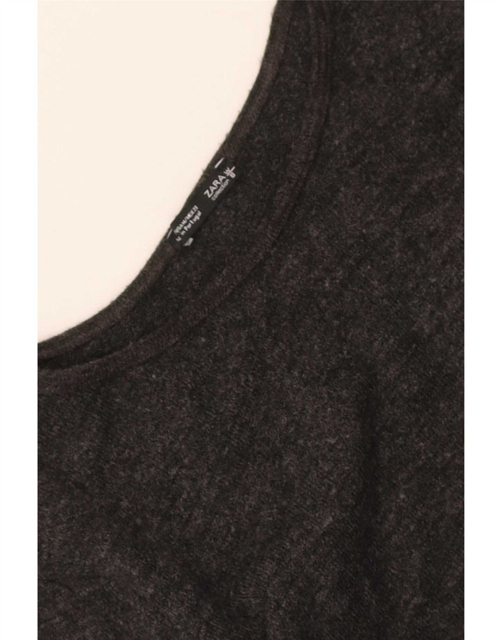Zara Γυναικείο Crop Top Μακρυμάνικο UK 12 Medium Grey