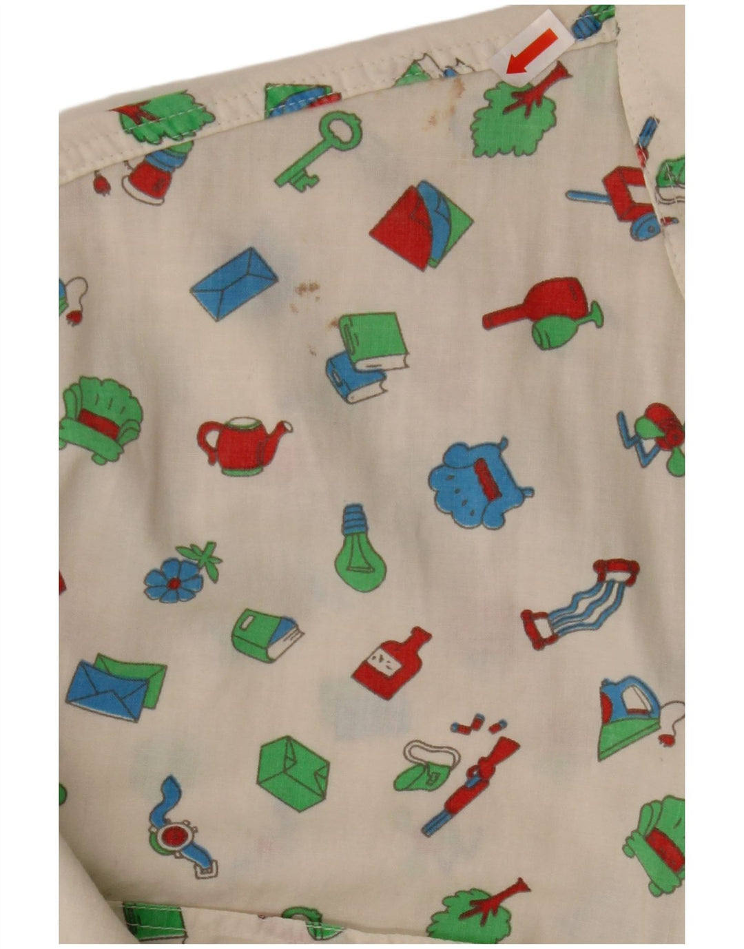 SISLEY Mens Abstract Pattern Shirt Large White