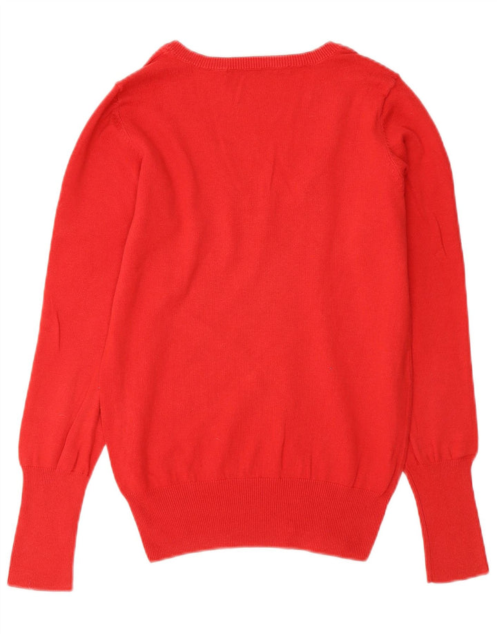 Zara Γυναικείο πουλόβερ με V λαιμόκοψη UK 12 Medium Orange