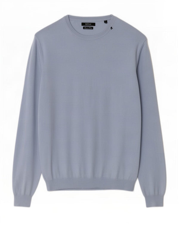 Ανδρικό πουλόβερ Replay Boat Neck Jumper XL Blue Cotton