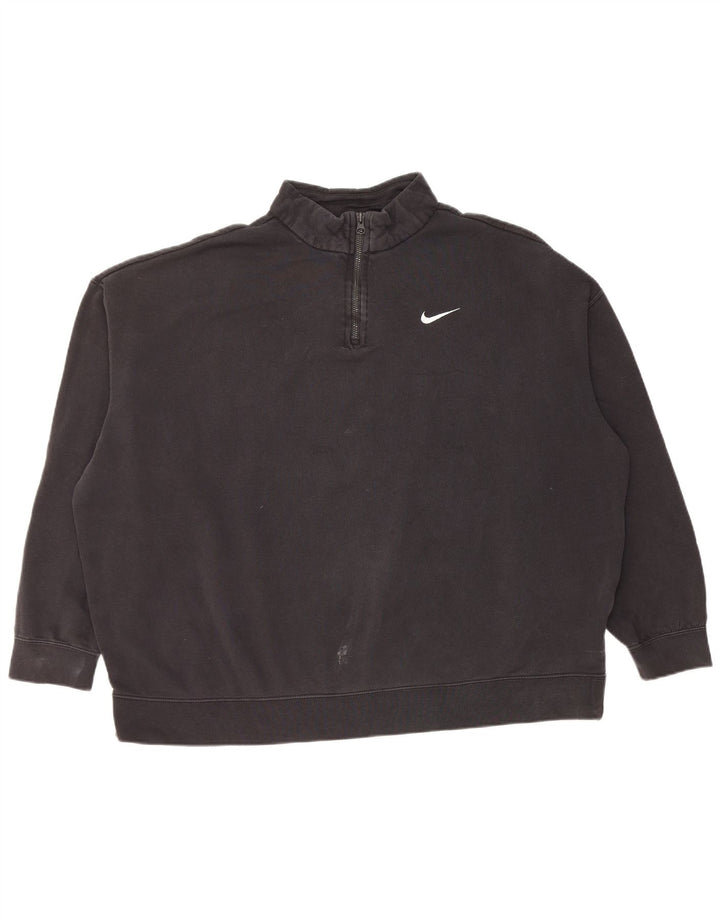 Γυναικείο φούτερ Nike 1/4 με φερμουάρ, Jumper UK 16 μεγάλο μαύρο βαμβακερό