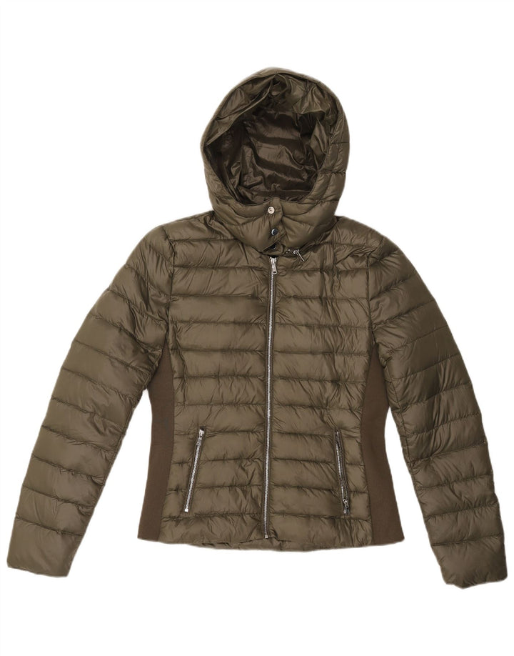 Zara Γυναικείο μπουφάν με κουκούλα UK 12 Medium Khaki Colourblock