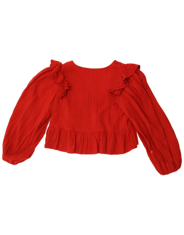 Zara Γυναικεία μακρυμάνικη μπλούζα τοπ UK 10 Small Red Polyester