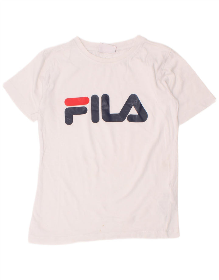 Fila Boys Graphic T-Shirt Top 7-8 ετών Λευκό βαμβακερό