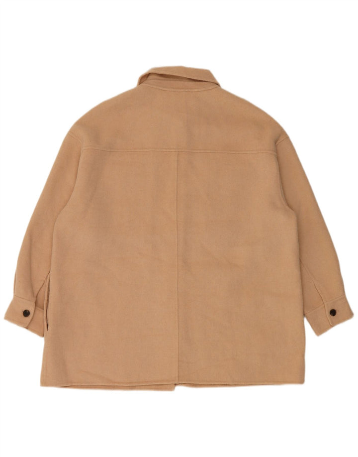 Zara Γυναικείο Oversized Bomber Jacket UK 14 Medium Beige Wool