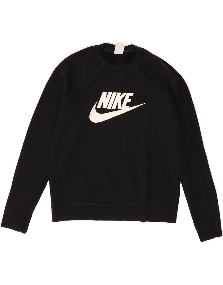NIKE Womens Graphic Sweatshirt Jumper UK 14 Medium Black Cotton Vintage Nike and Second-Hand Nike from Messina Hembry 