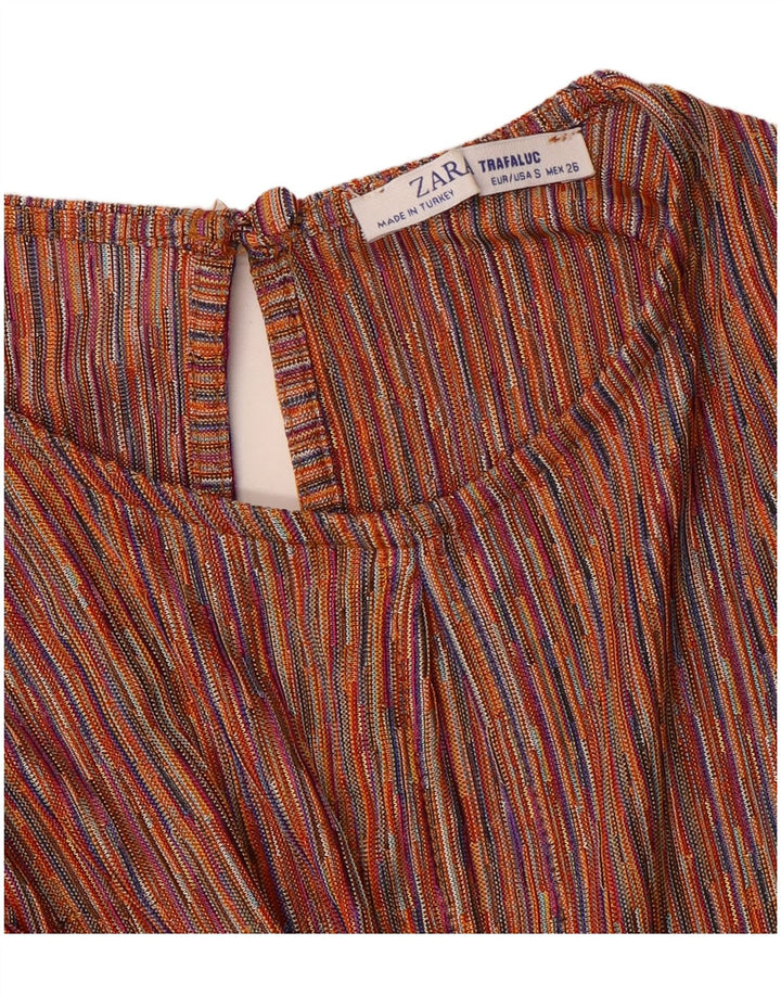 Zara Γυναικεία Μπροστινή Γραβάτα Playsuit UK 10 Small πολύχρωμη ριγέ