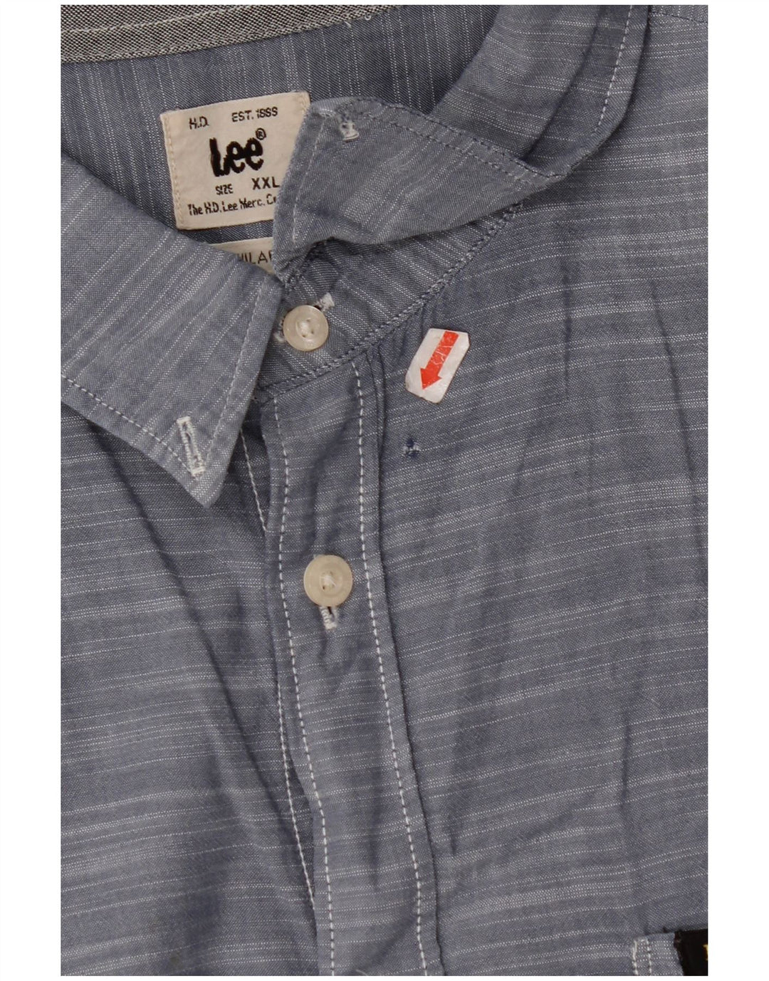 Ανδρικό κοντομάνικο πουκάμισο κανονικής εφαρμογής LEE 2XL μπλε βαμβακερό