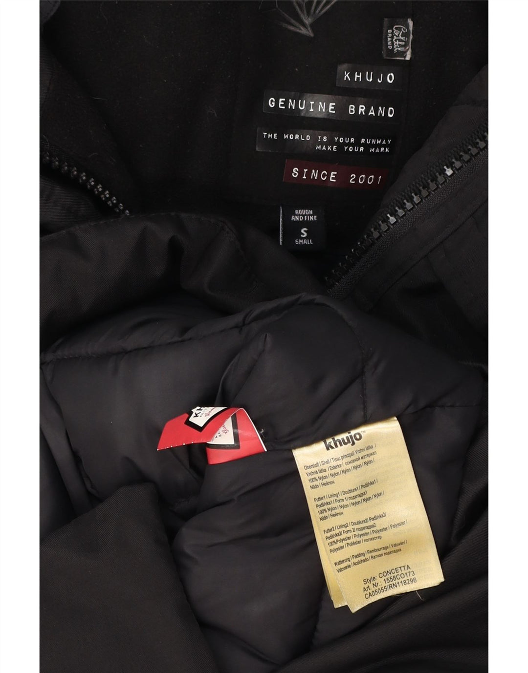 KHUJO Womens Oversized Hooded Parka Jacket UK 10 Small Black Nylon