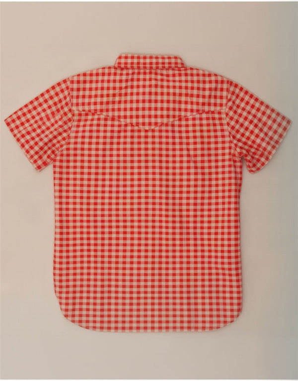 Vintage γυναικείο κοντομάνικο πουκάμισο UK 12 Medium Pink Gingham