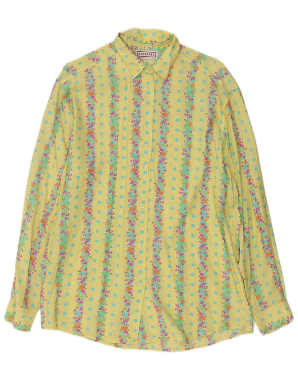 Stefanel Γυναικείο πουκάμισο UK 16 Μεγάλο Κίτρινο Floral Rayon