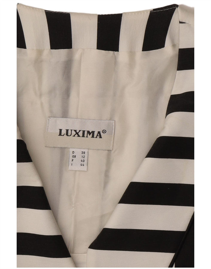 Vintage γυναικείο σακάκι blazer UK 12 μεσαίο μαύρο ριγέ βαμβακερό