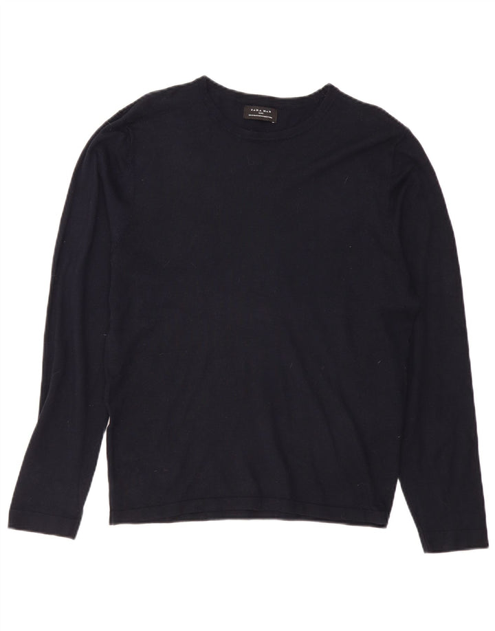Ανδρικό πουλόβερ Zara Boat Neck Jumper Medium Navy Blue Viscose