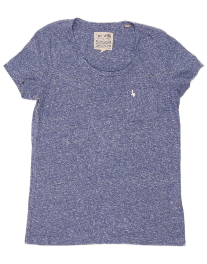 JACK WILLS Womens T-Shirt Top UK 10 Small Blue Flecked Polyester