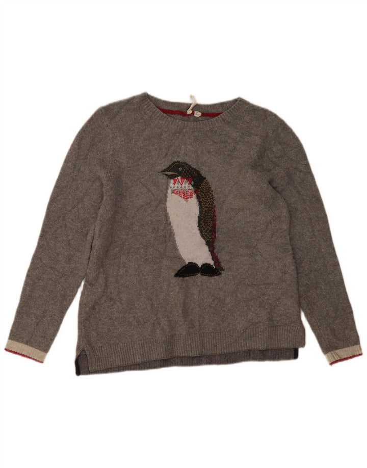 White Stuff Γυναικείο πουλόβερ με λαιμό σκάφος UK 10 Small Grey Novelty