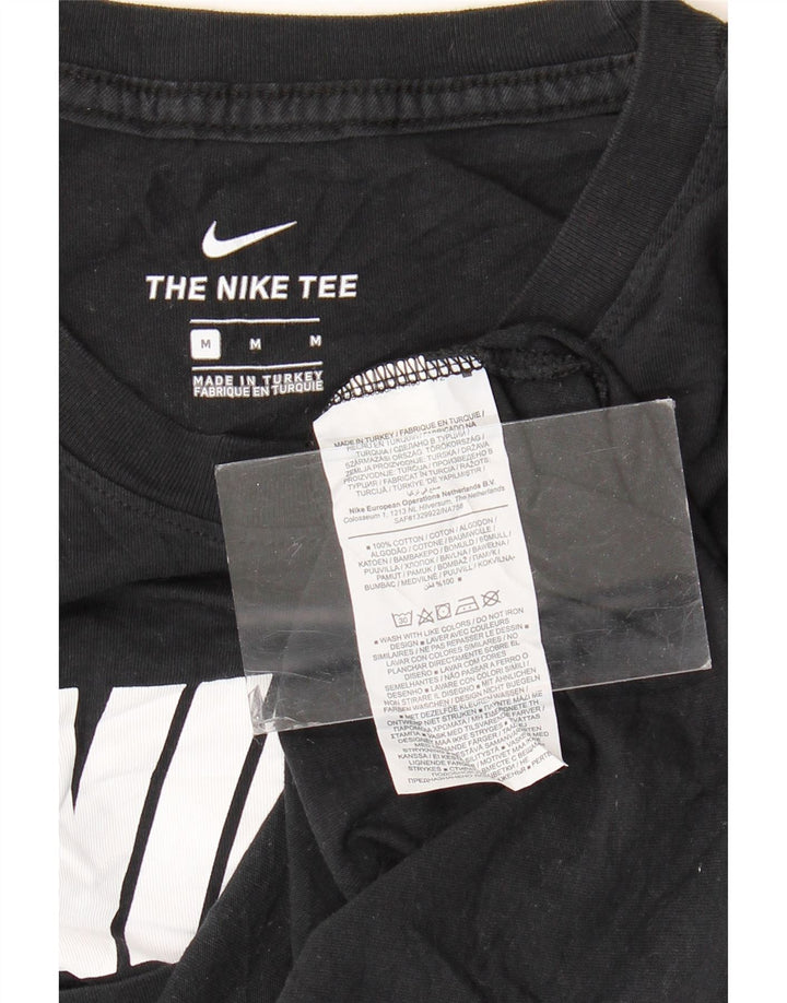 Ανδρικό γραφικό μπλουζάκι NIKE, μεσαίο μαύρο βαμβακερό