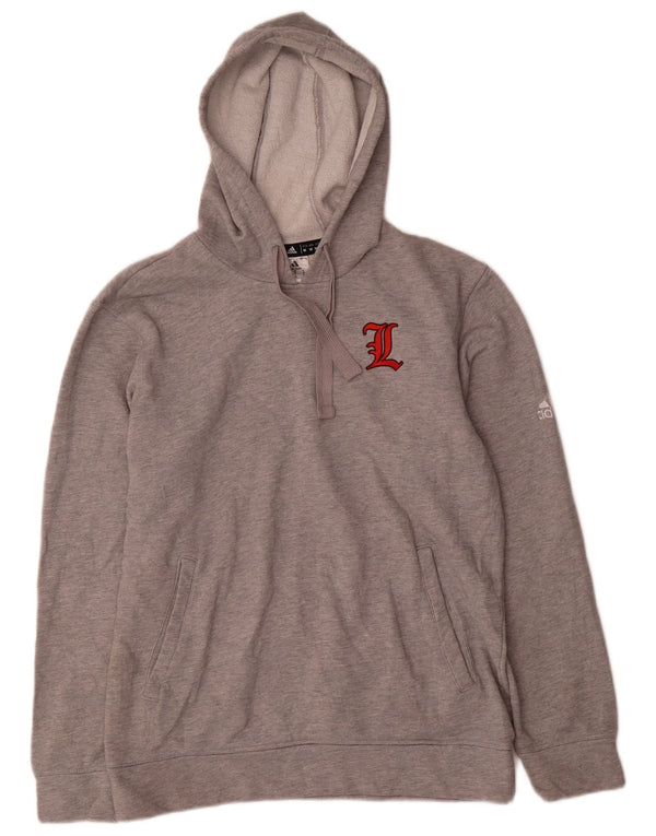 Adidas Mens Louisville Cardinals Hoodie Jumper Μεσαίο γκρι βαμβακερό