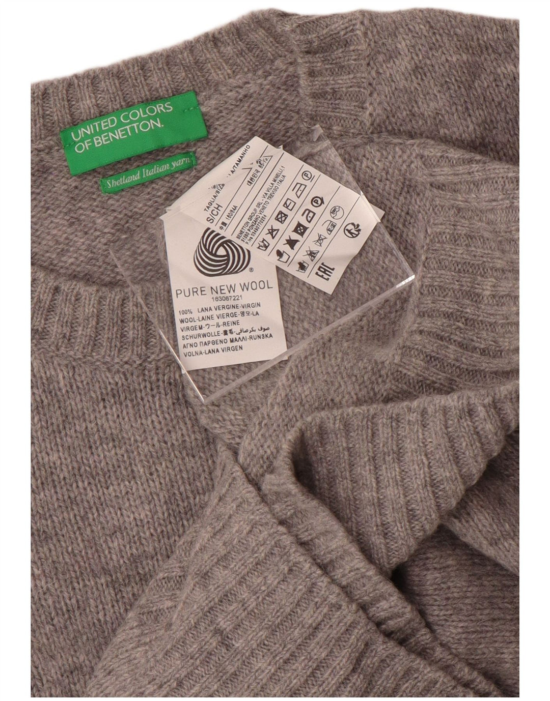 Γυναικείο πουλόβερ Benetton Crew Neck Jumper UK 10 Small Grey Flecked Wool